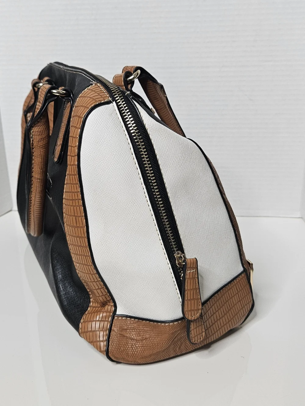Structured Black and Tan Women's Satchel
